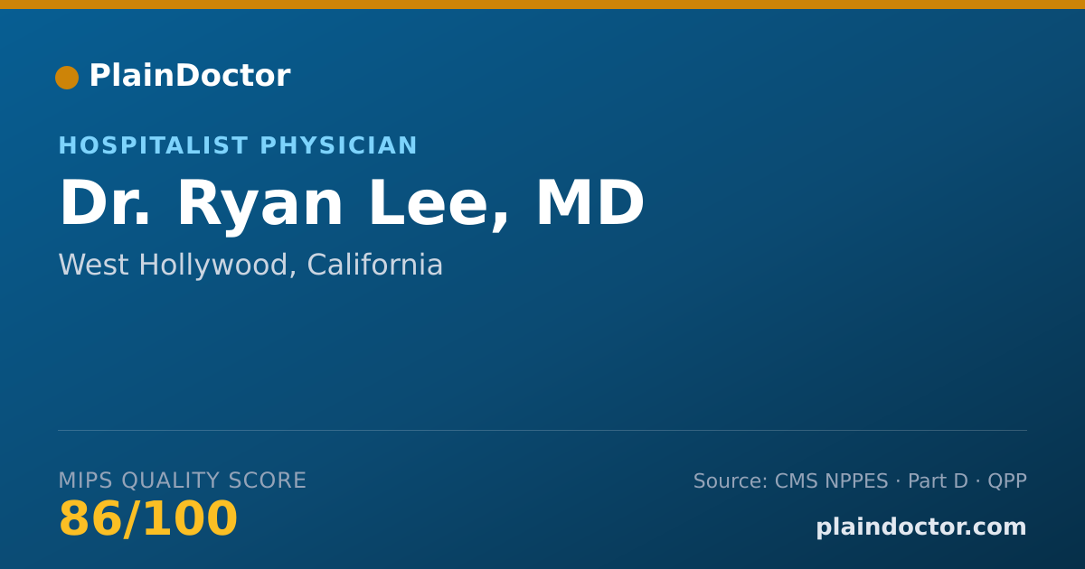 Shareable card for Ryan Lee, MD - Internal Medicine Physician, West Hollywood, CA
