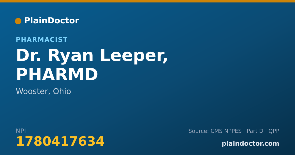 Shareable card for Ryan Leeper, PHARMD - Pharmacist, Wooster, OH