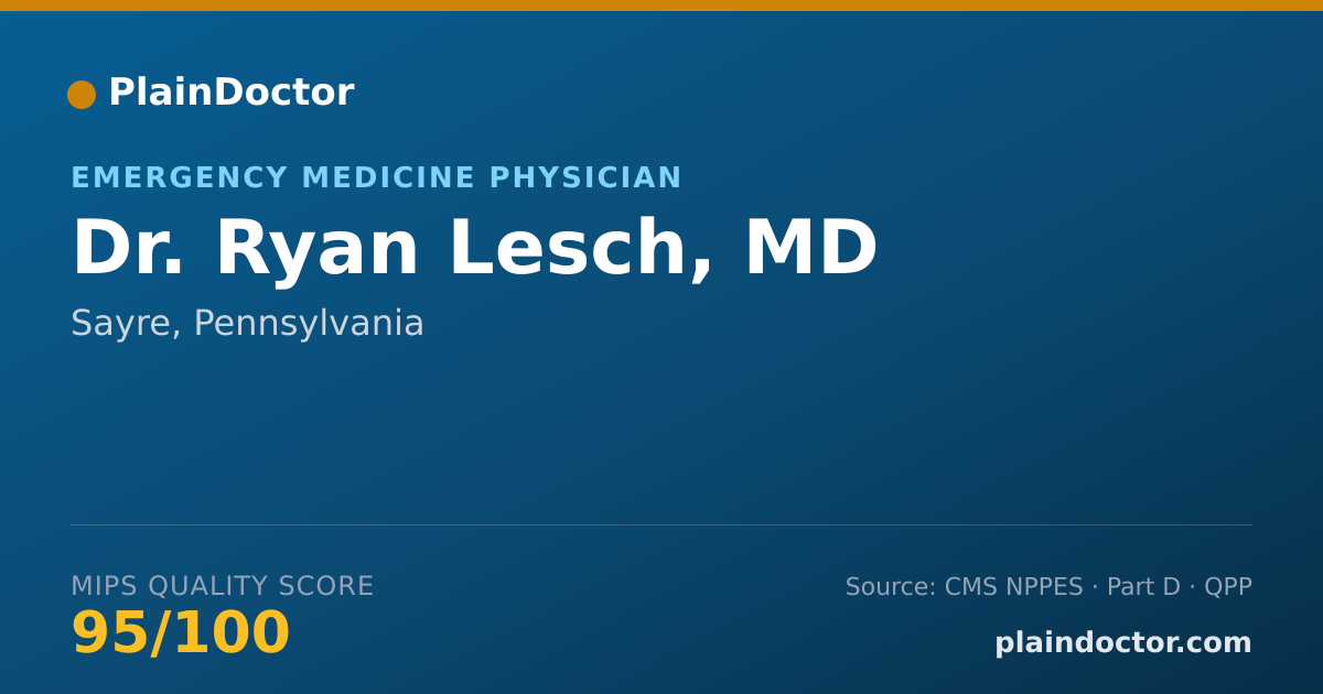 Shareable card for Ryan Lesch, MD - Emergency Medicine Physician, Sayre, PA