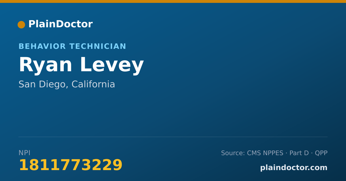 Shareable card for Ryan Levey - Behavior Technician, San Diego, CA