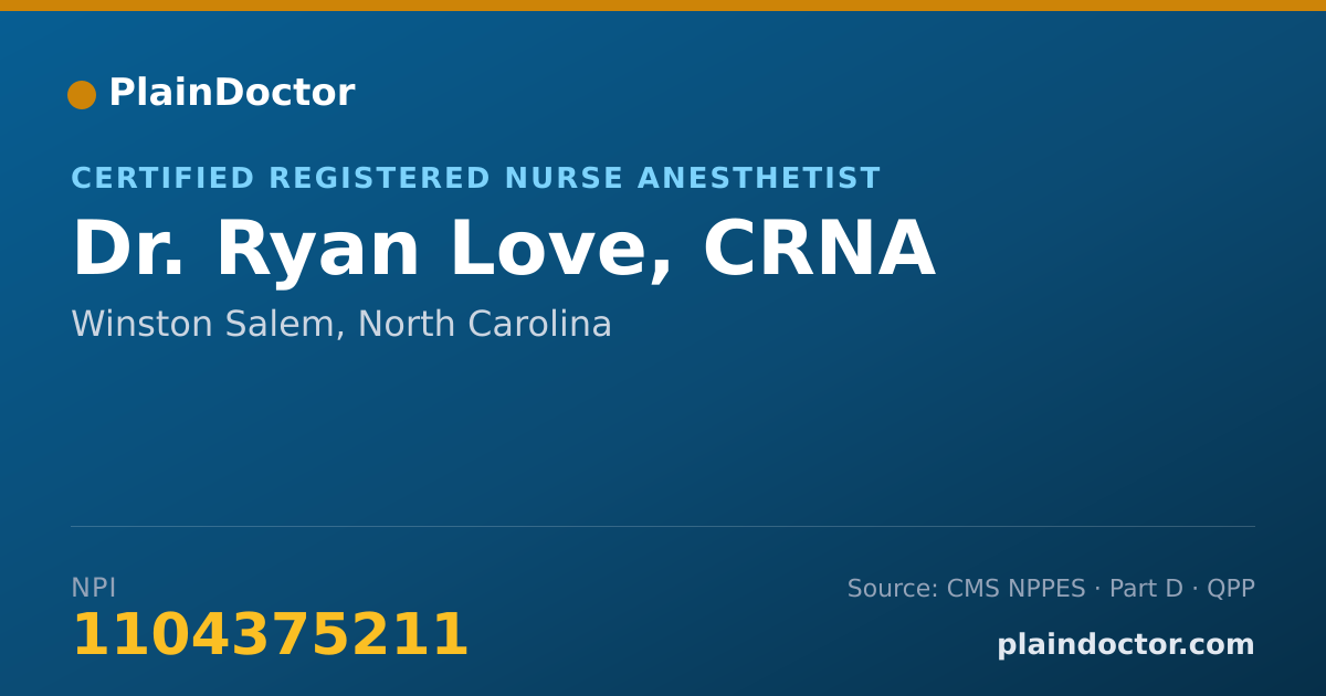Shareable card for Ryan Love, CRNA - Certified Registered Nurse Anesthetist, Winston Salem, NC