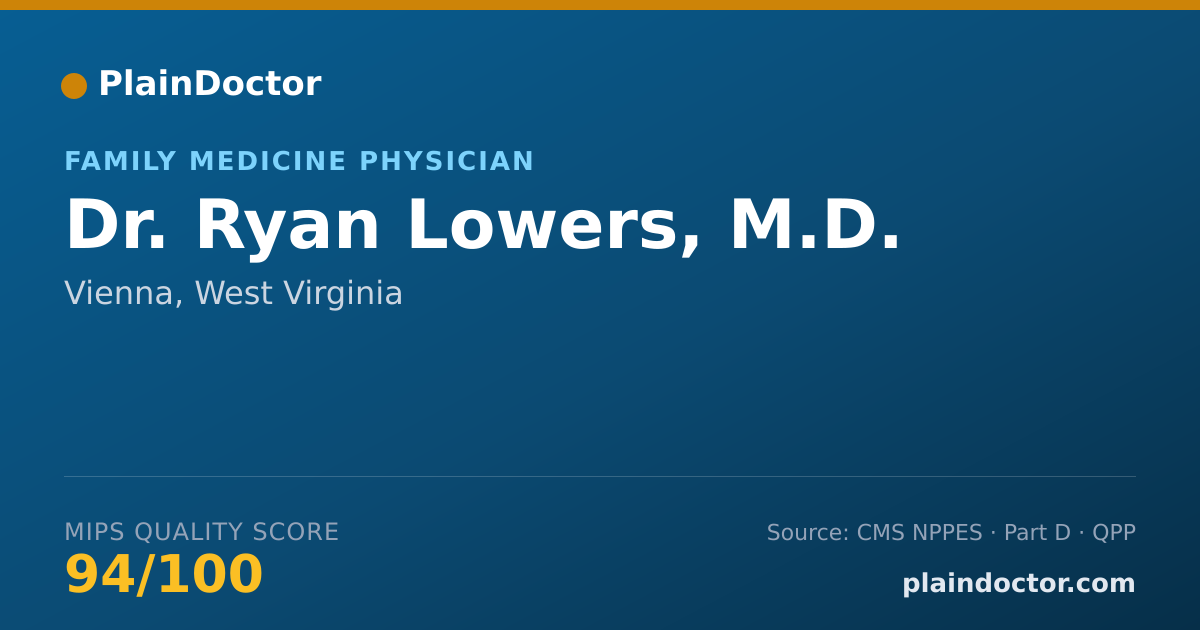 Shareable card for Ryan Lowers, M.D. - Family Medicine Physician, Vienna, WV