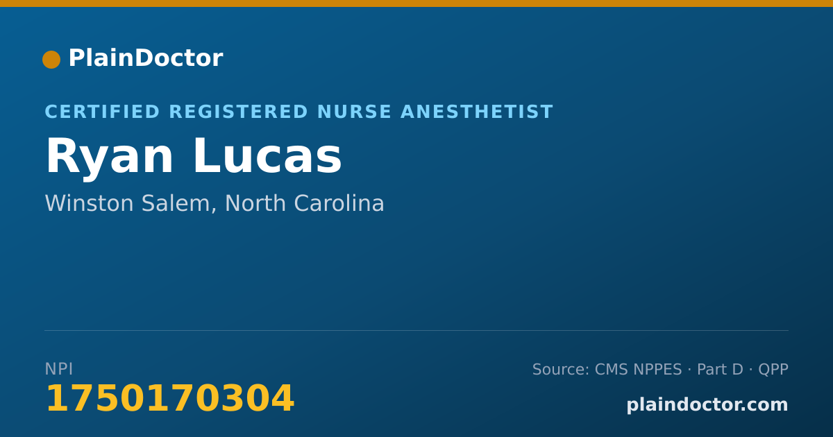 Shareable card for Ryan Lucas - Certified Registered Nurse Anesthetist, Winston Salem, NC