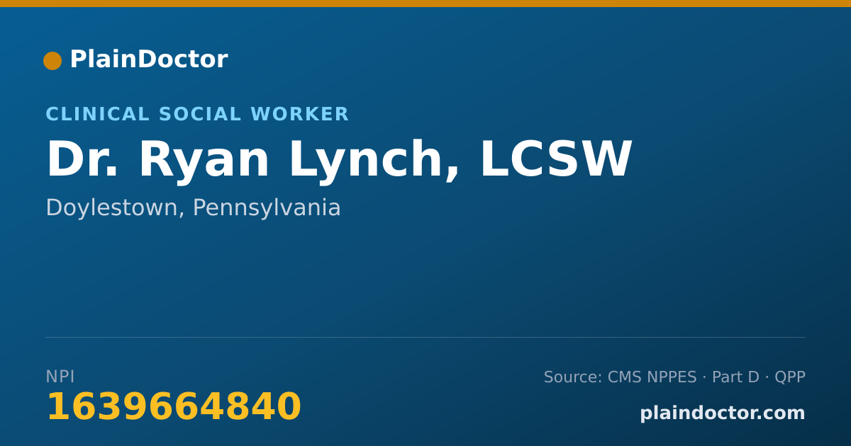 Shareable card for Ryan Lynch, LCSW - Clinical Social Worker, Doylestown, PA