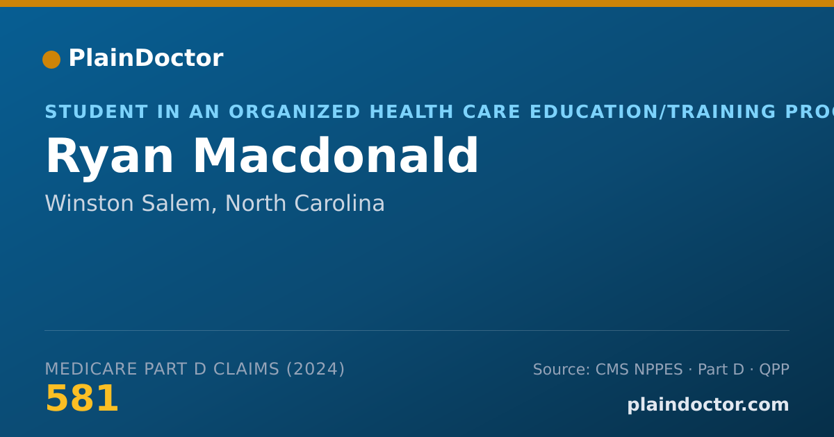 Shareable card for Ryan Macdonald - Student in an Organized Health Care Education/Training Program, Winston Salem, NC