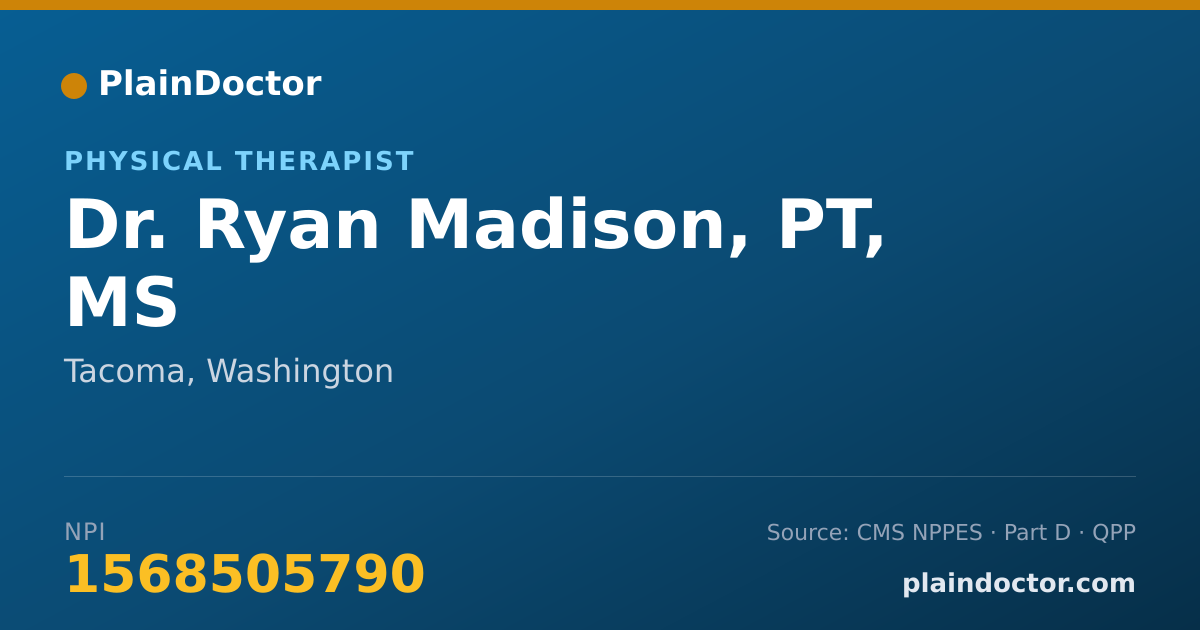 Shareable card for Ryan Madison, PT, MS - Physical Therapist, Tacoma, WA