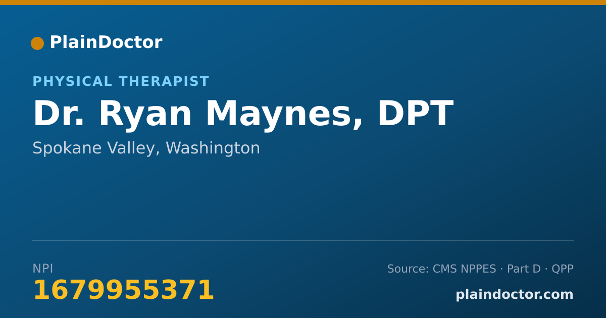 Shareable card for Ryan Maynes, DPT - Physical Therapist, Spokane Valley, WA