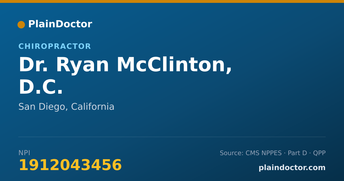 Shareable card for Ryan McClinton, D.C. - Chiropractor, San Diego, CA