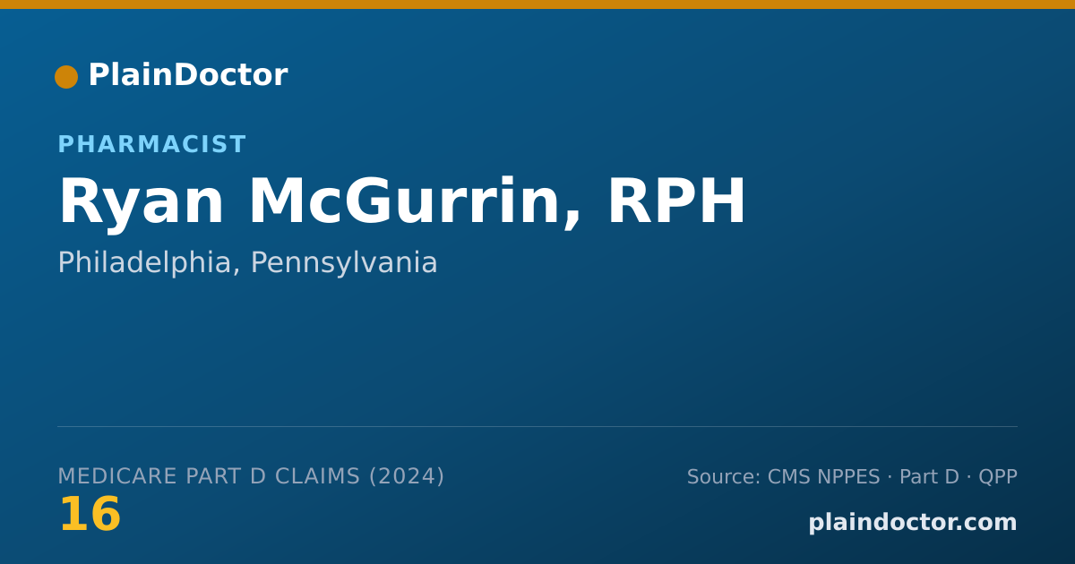 Shareable card for Ryan McGurrin, RPH - Pharmacist, Philadelphia, PA