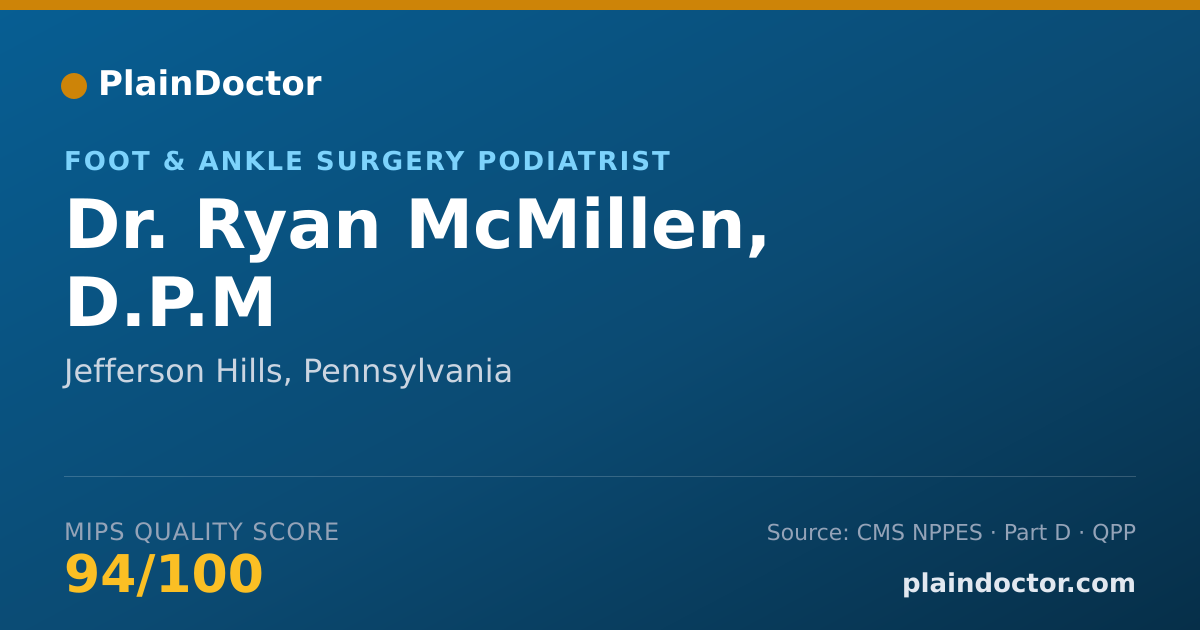 Shareable card for Ryan McMillen, D.P.M - Foot & Ankle Surgery Podiatrist, Jefferson Hills, PA