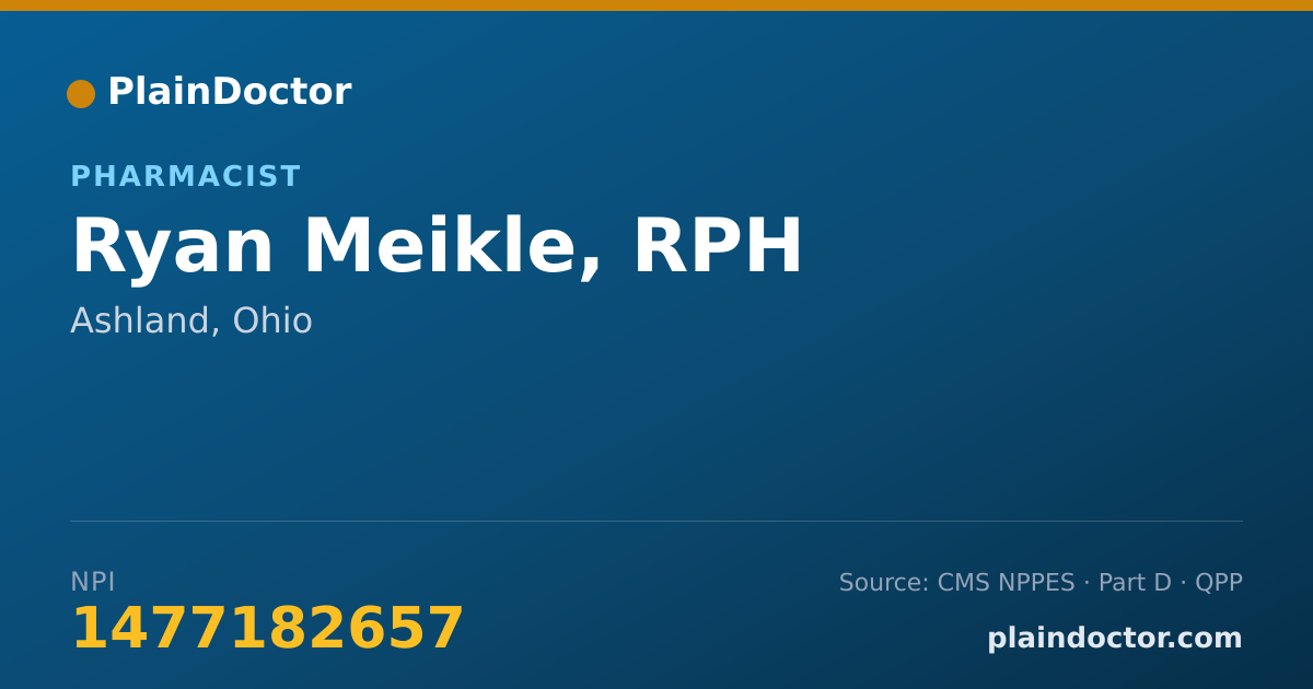Shareable card for Ryan Meikle, RPH - Pharmacist, Ashland, OH