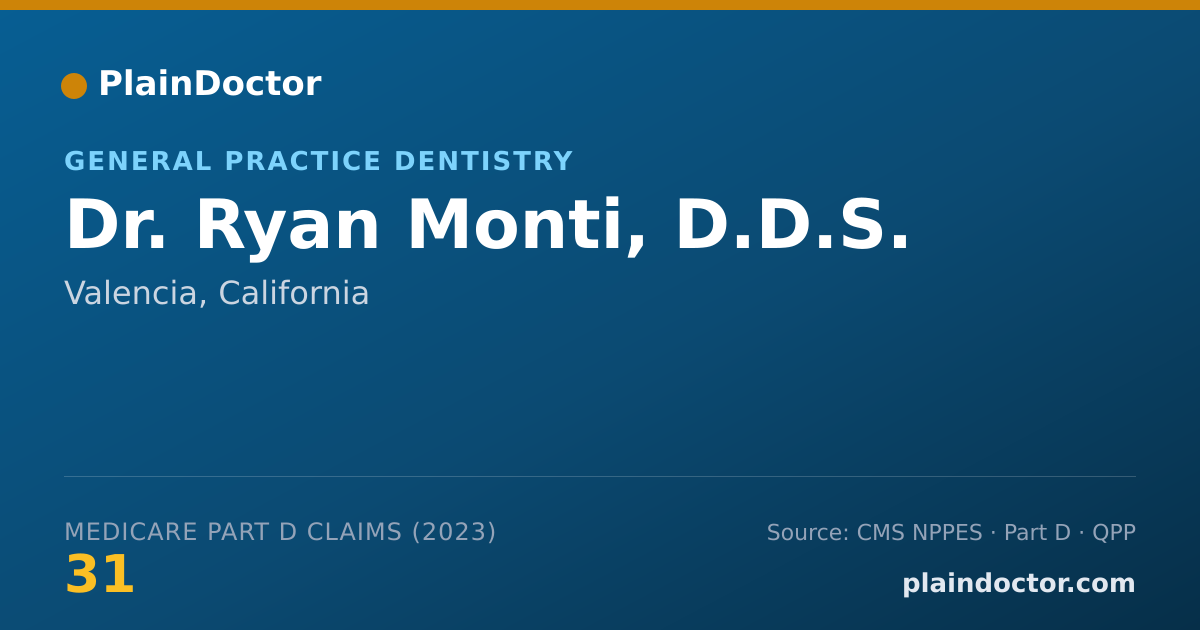 Shareable card for Ryan Monti, D.D.S. - General Practice Dentistry, Valencia, CA