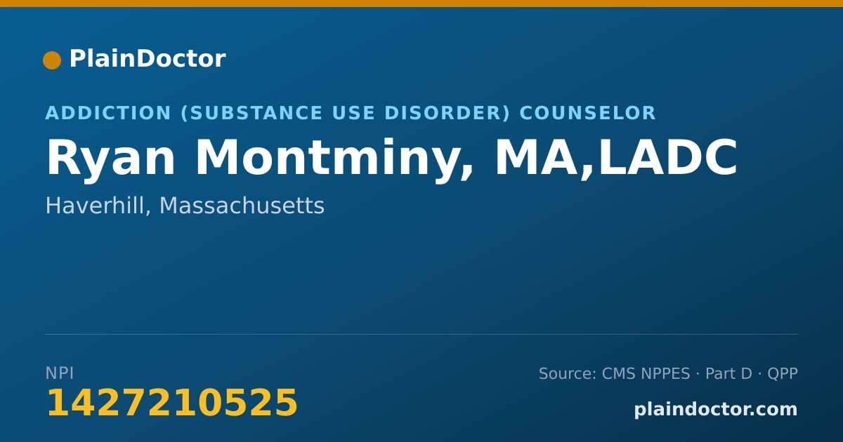 Shareable card for Ryan Montminy, MA,LADC - Addiction (Substance Use Disorder) Counselor, Haverhill, MA