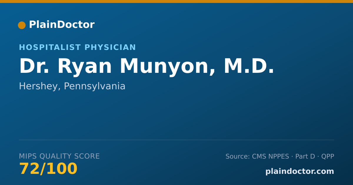 Shareable card for Ryan Munyon, M.D. - Hospitalist Physician, Hershey, PA