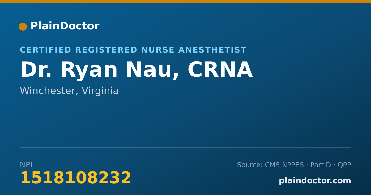 Shareable card for Ryan Nau, CRNA - Certified Registered Nurse Anesthetist, Winchester, VA