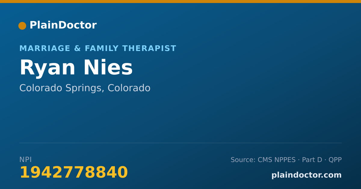 Shareable card for Ryan Nies - Marriage & Family Therapist, Colorado Springs, CO