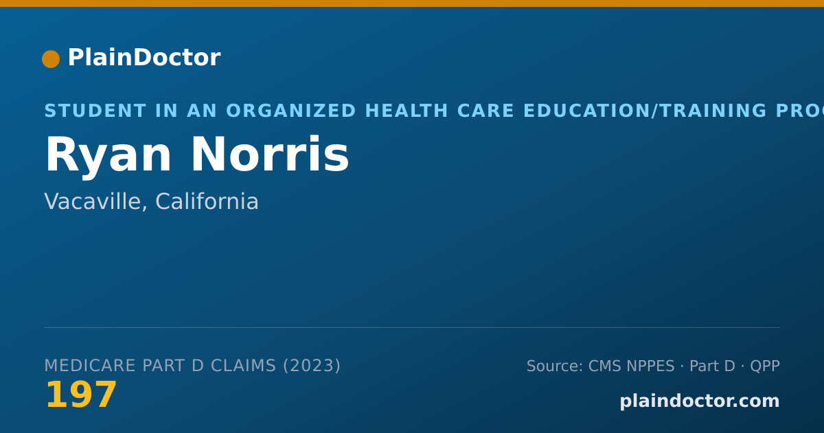 Shareable card for Ryan Norris - Student in an Organized Health Care Education/Training Program, Vacaville, CA