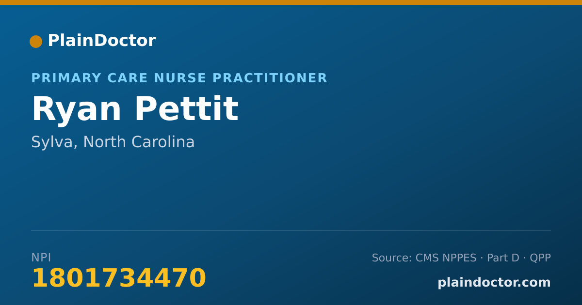 Shareable card for Ryan Pettit - Primary Care Nurse Practitioner, Sylva, NC