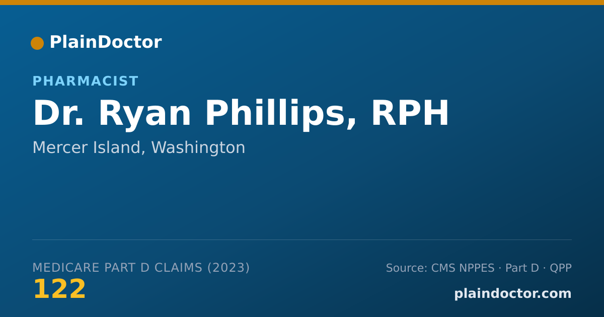 Shareable card for Ryan Phillips, RPH - Pharmacist, Mercer Island, WA