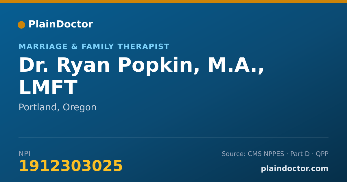 Shareable card for Ryan Popkin, M.A., LMFT - Marriage & Family Therapist, Portland, OR
