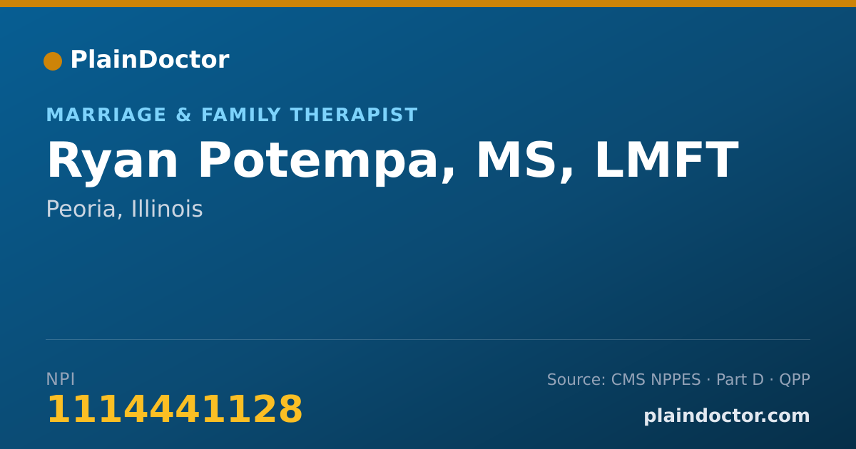 Shareable card for Ryan Potempa, MS, LMFT - Marriage & Family Therapist, Peoria, IL