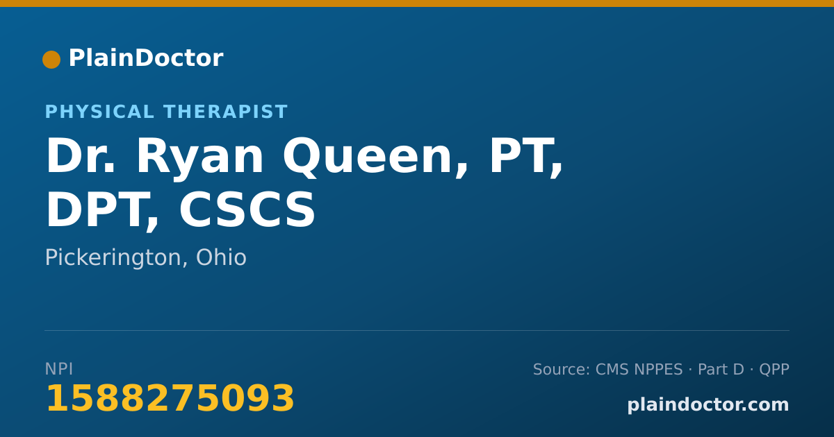 Shareable card for Ryan Queen, PT, DPT, CSCS - Physical Therapist, Pickerington, OH