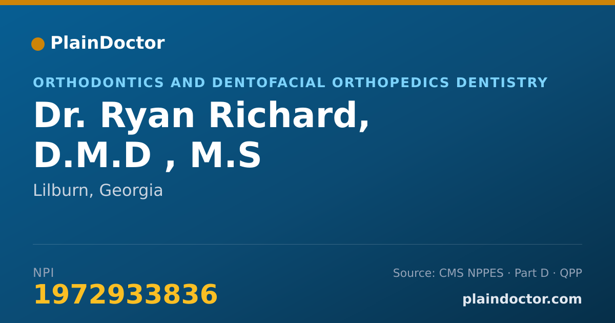 Shareable card for Ryan Richard, D.M.D , M.S - Orthodontics and Dentofacial Orthopedics Dentistry, Lilburn, GA