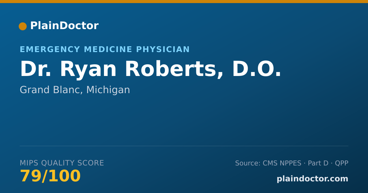 Shareable card for Ryan Roberts, D.O. - Emergency Medicine Physician, Grand Blanc, MI