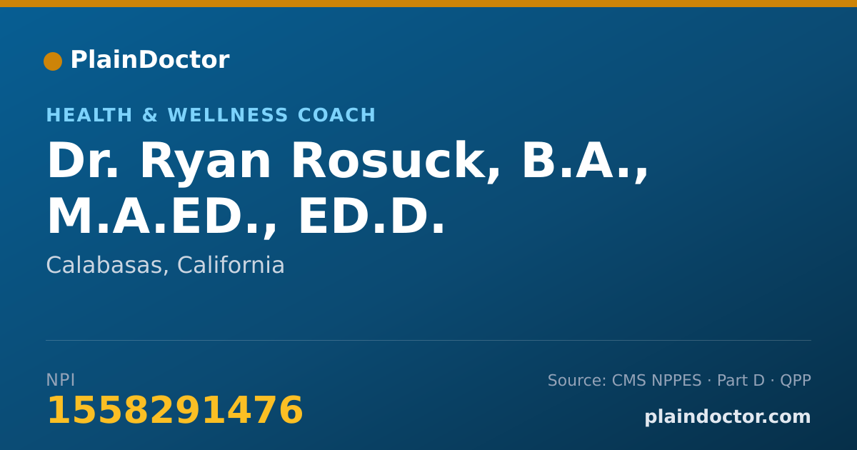 Shareable card for Ryan Rosuck, B.A., M.A.ED., ED.D. - Health & Wellness Coach, Calabasas, CA