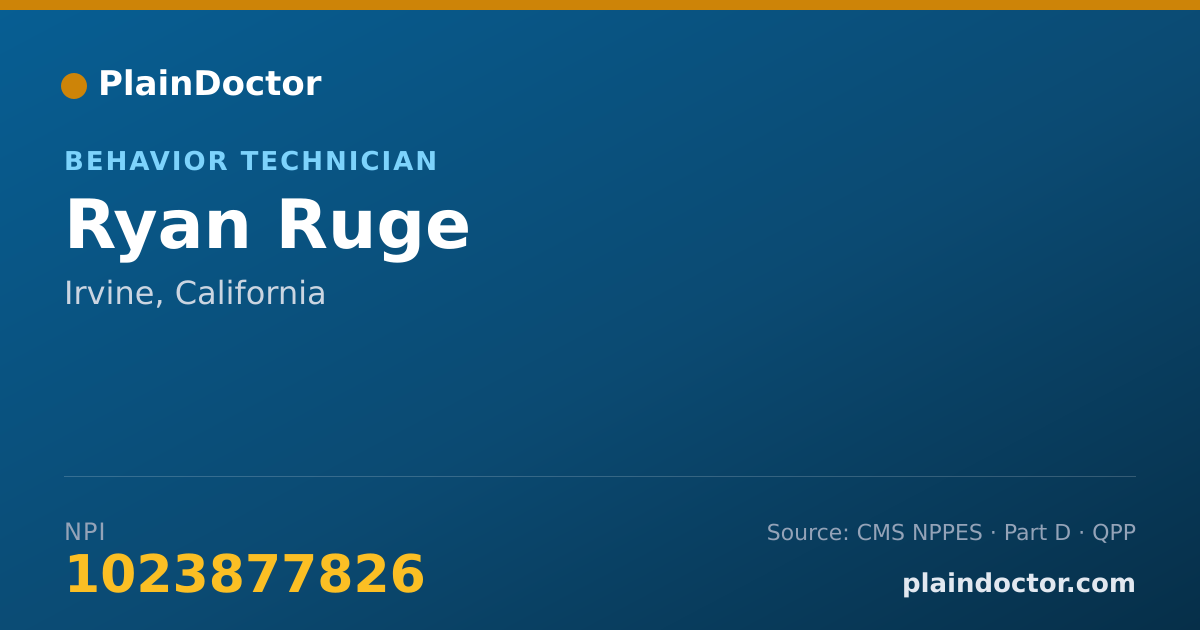 Shareable card for Ryan Ruge - Behavior Technician, Irvine, CA