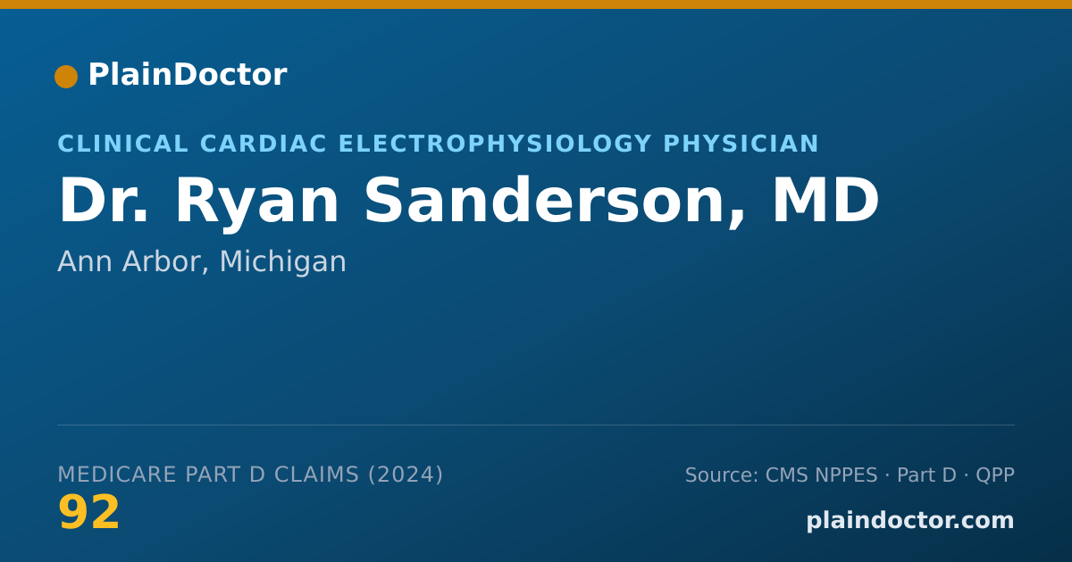 Shareable card for Ryan Sanderson, MD - Clinical Cardiac Electrophysiology Physician, Ann Arbor, MI