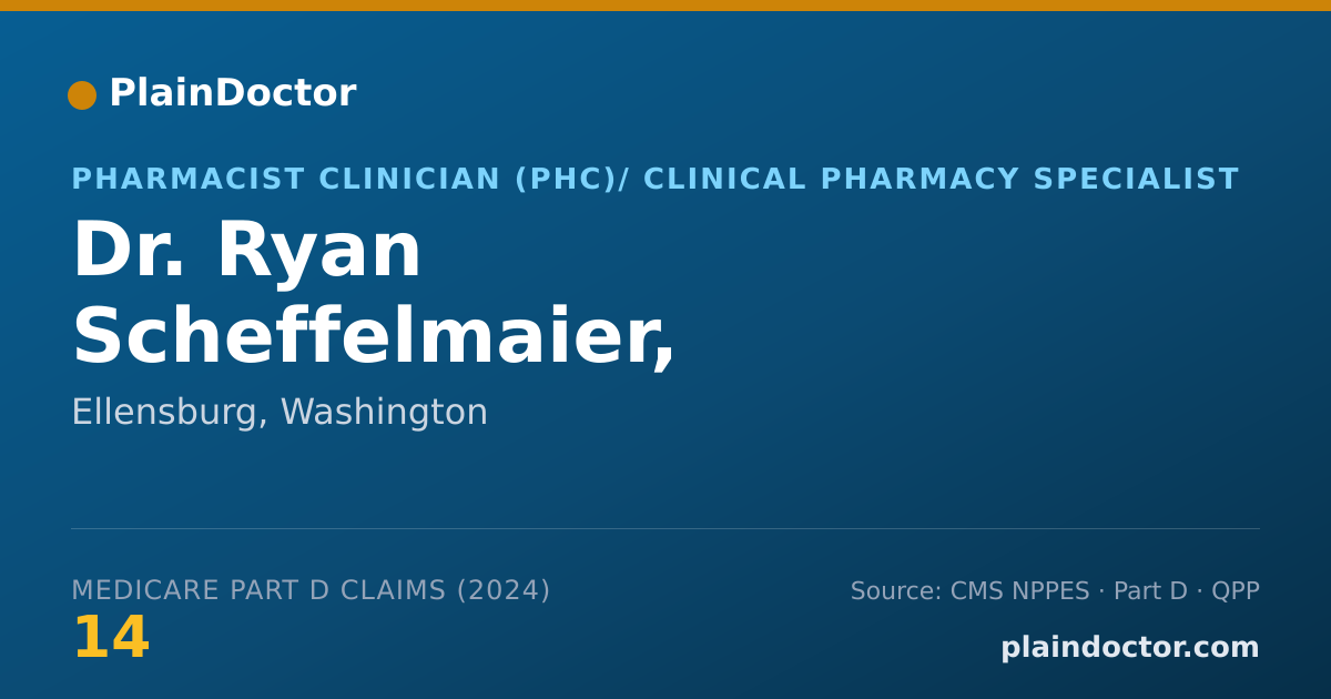 Shareable card for Ryan Scheffelmaier, PHARM.D. - Pharmacist Clinician (PhC)/ Clinical Pharmacy Specialist, Ellensburg, WA