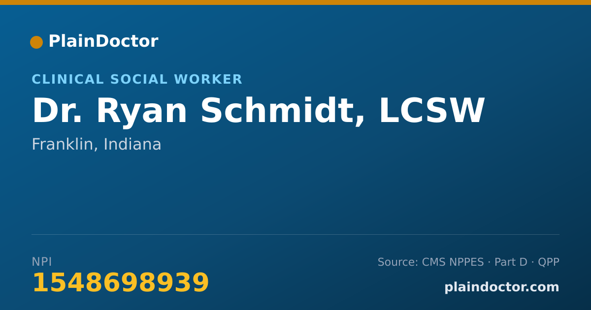 Shareable card for Ryan Schmidt, LCSW - Clinical Social Worker, Franklin, IN