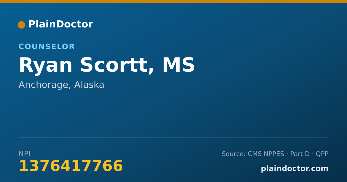 Shareable card for Ryan Scortt, MS - Counselor, Anchorage, AK