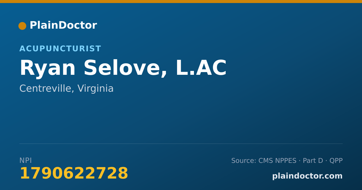 Shareable card for Ryan Selove, L.AC - Acupuncturist, Centreville, VA