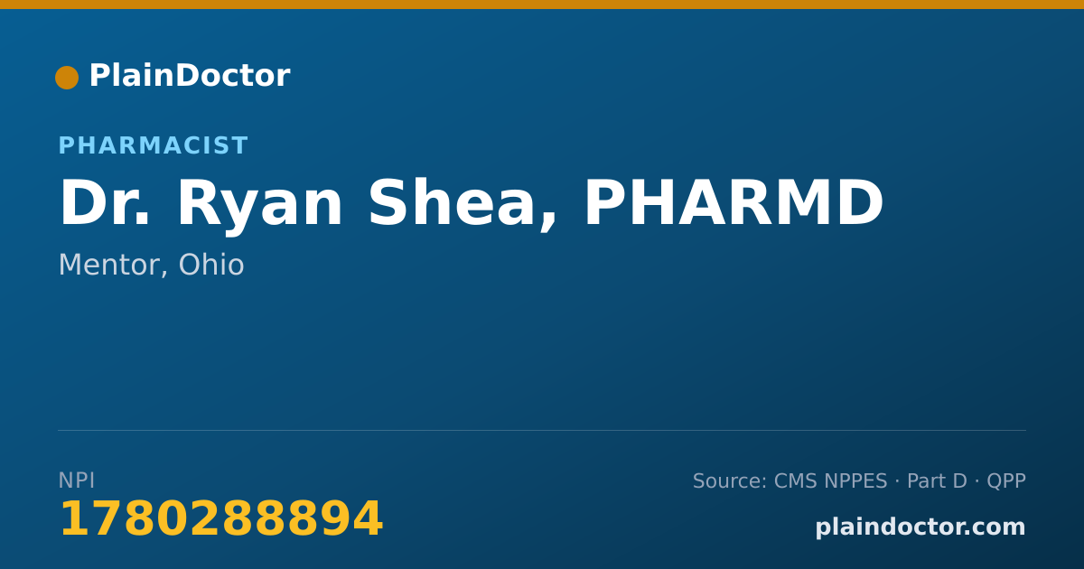 Shareable card for Ryan Shea, PHARMD - Pharmacist, Mentor, OH