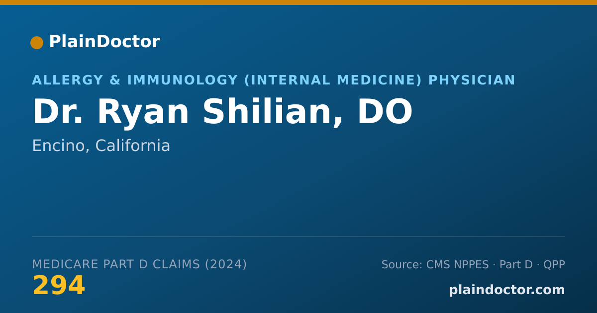 Shareable card for Ryan Shilian, DO - Internal Medicine Physician, Encino, CA