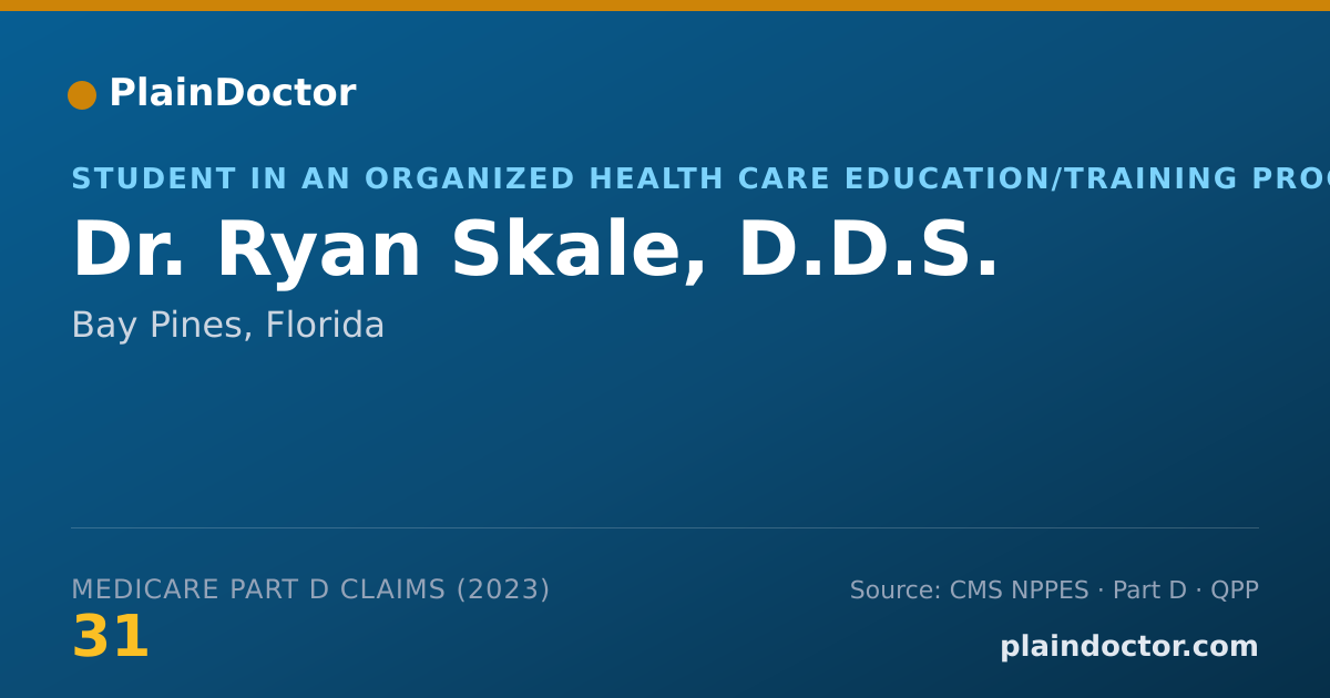 Shareable card for Ryan Skale, D.D.S. - Student in an Organized Health Care Education/Training Program, Bay Pines, FL