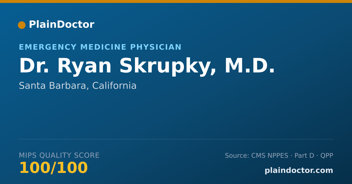 Shareable card for Ryan Skrupky, M.D. - Emergency Medicine Physician, Santa Barbara, CA