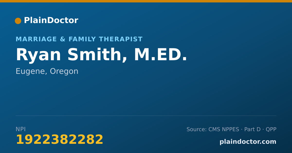 Shareable card for Ryan Smith, M.ED. - Marriage & Family Therapist, Eugene, OR