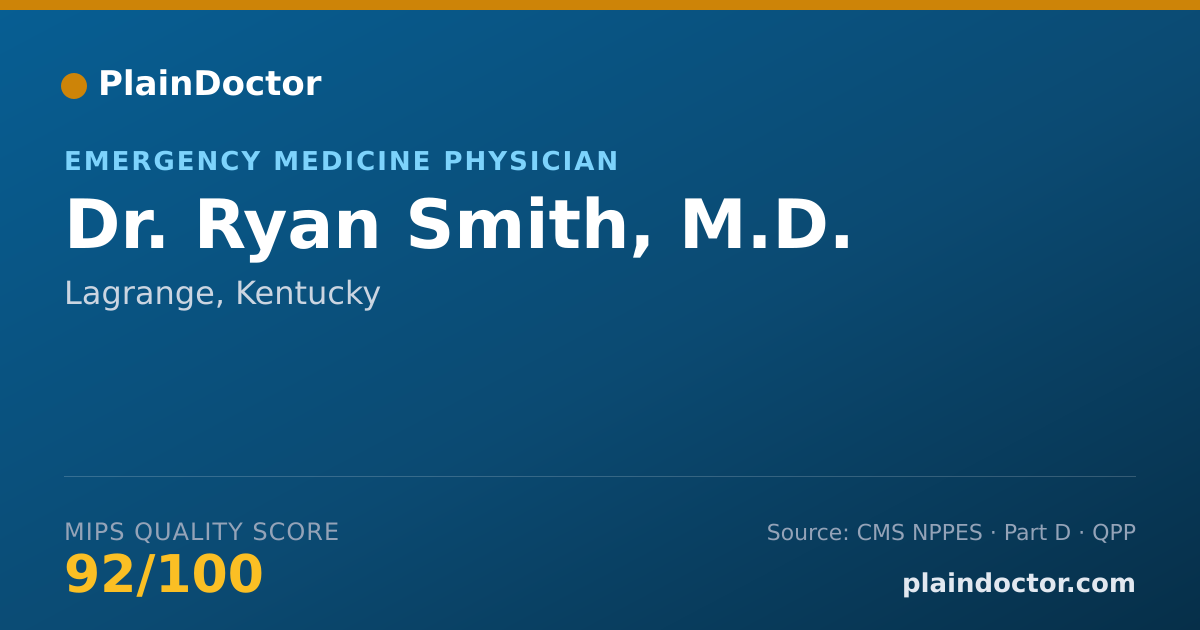 Shareable card for Ryan Smith, M.D. - Emergency Medicine Physician, Lagrange, KY