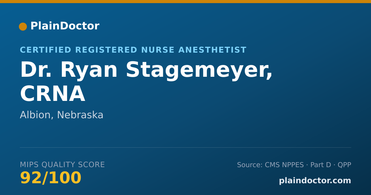 Shareable card for Ryan Stagemeyer, CRNA - Certified Registered Nurse Anesthetist, Albion, NE