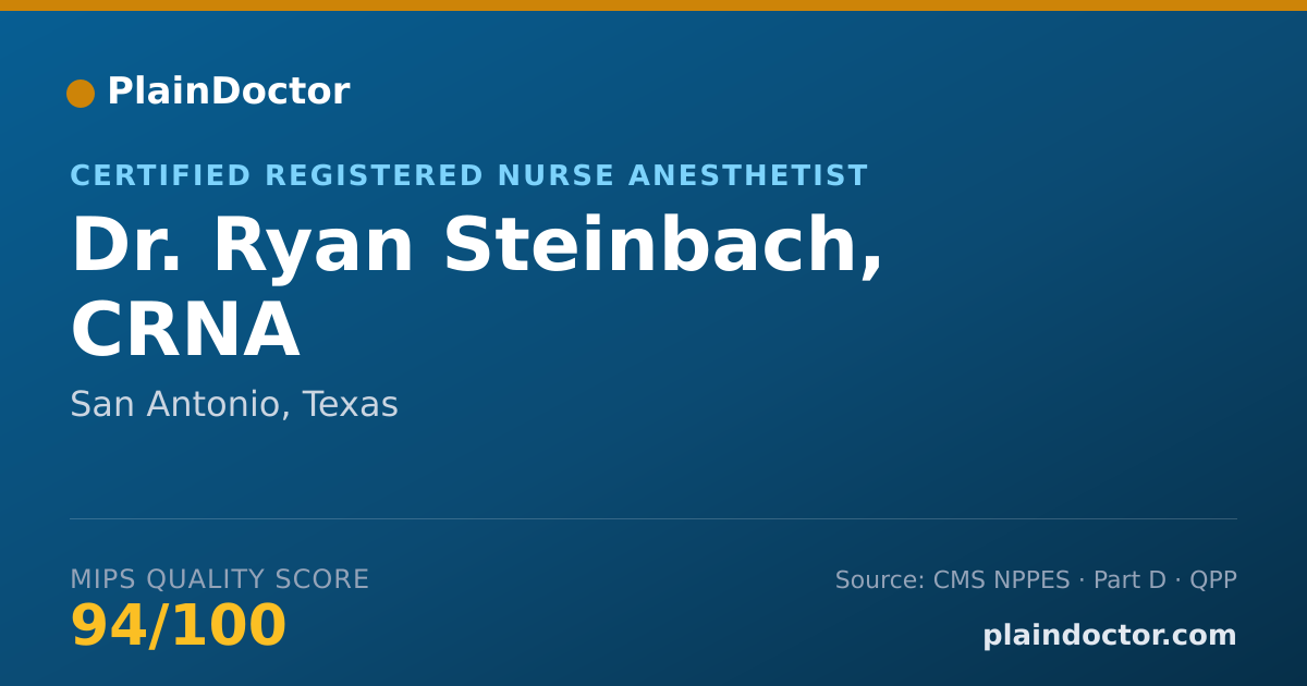 Shareable card for Ryan Steinbach, CRNA - Certified Registered Nurse Anesthetist, San Antonio, TX