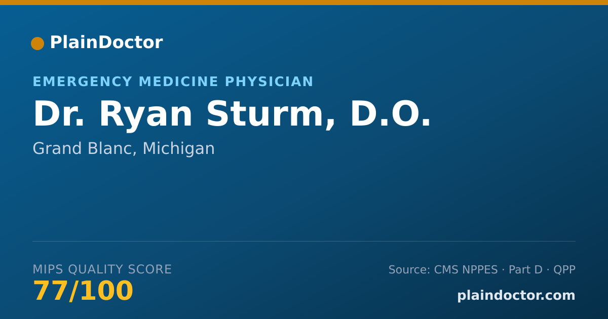 Shareable card for Ryan Sturm, D.O. - Emergency Medicine Physician, Grand Blanc, MI