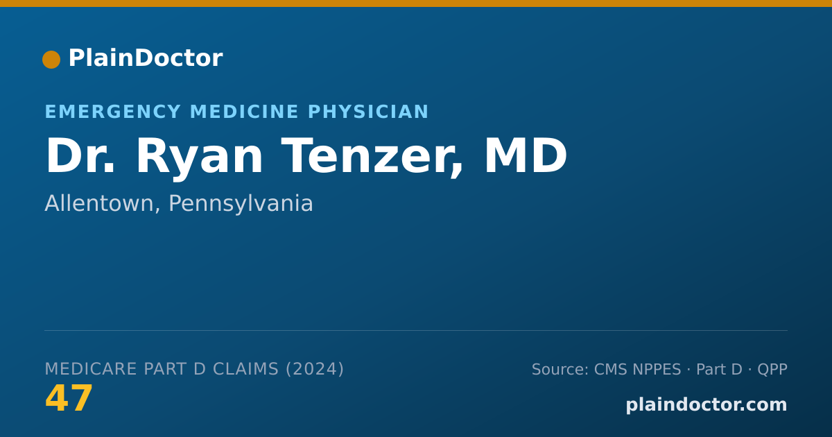 Shareable card for Ryan Tenzer, MD - Emergency Medicine Physician, Allentown, PA