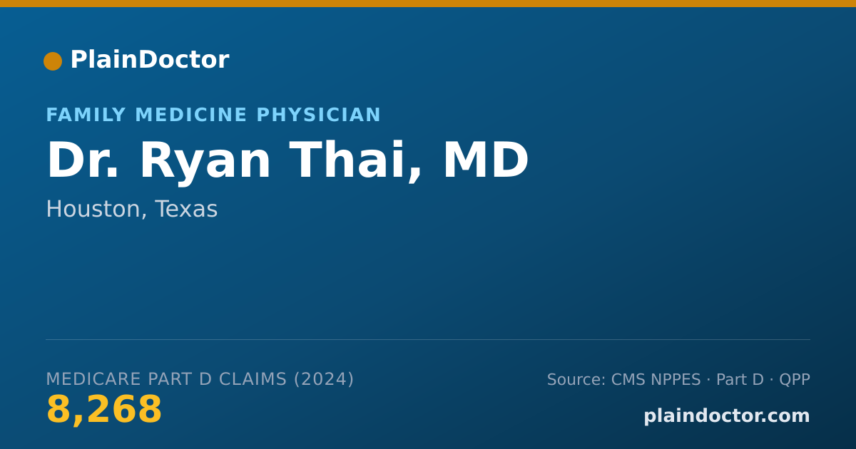 Shareable card for Ryan Thai, MD - Family Medicine Physician, Houston, TX