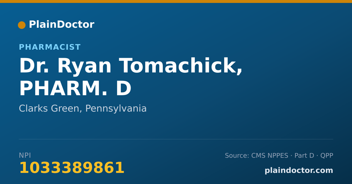 Shareable card for Ryan Tomachick, PHARM. D - Pharmacist, Clarks Green, PA