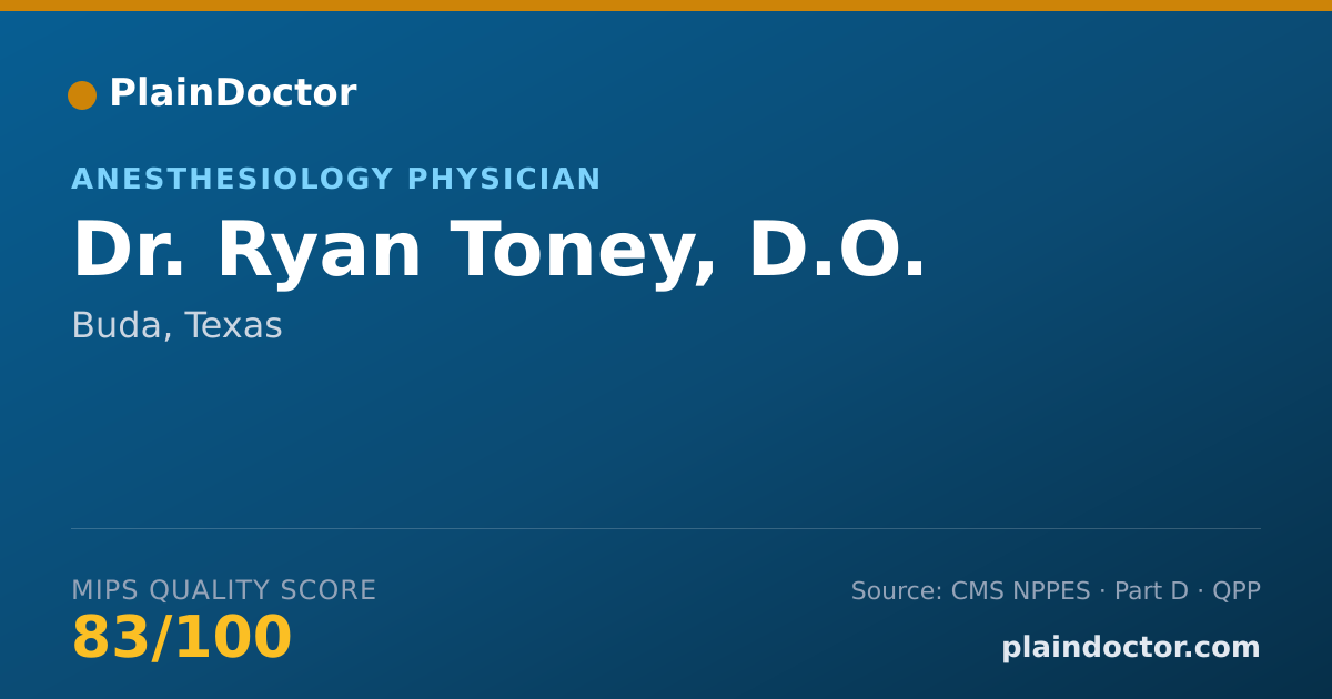 Shareable card for Ryan Toney, D.O. - Anesthesiology Physician, Buda, TX