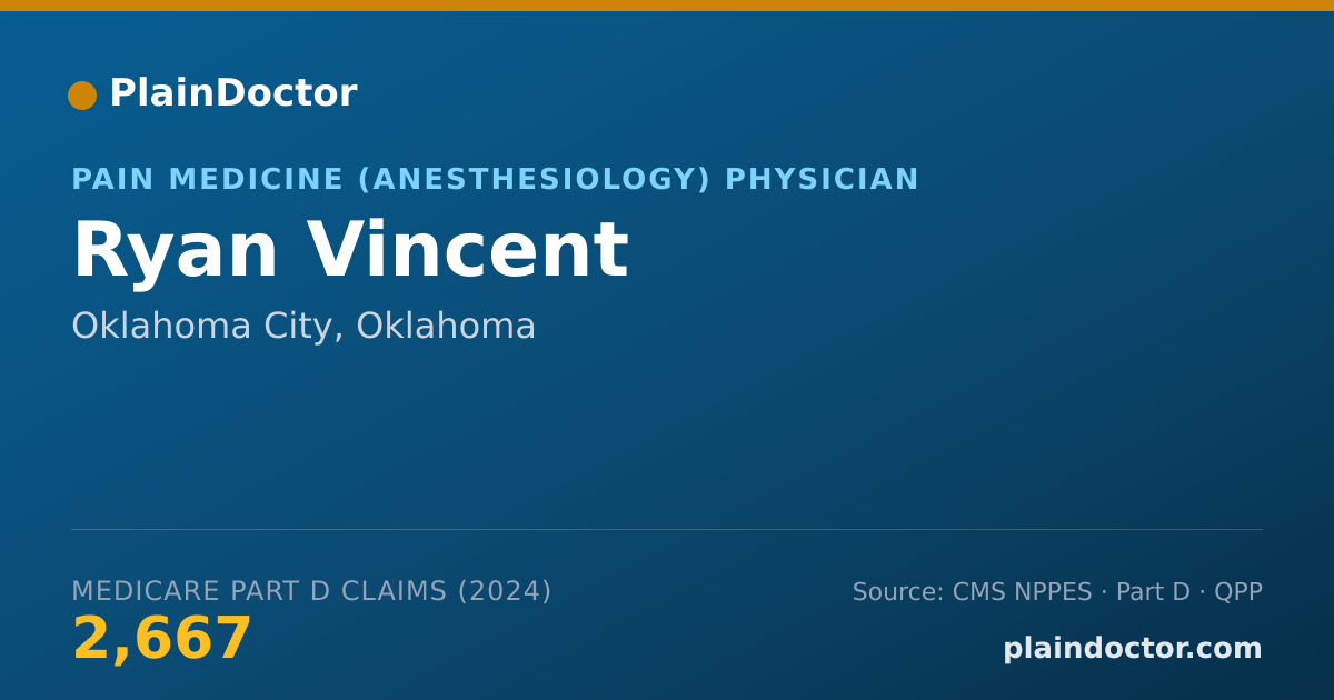 Shareable card for Ryan Vincent - Pain Medicine (Anesthesiology) Physician, Oklahoma City, OK