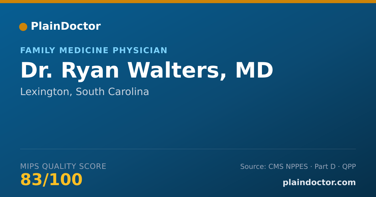 Shareable card for Ryan Walters, MD - Family Medicine Physician, Lexington, SC
